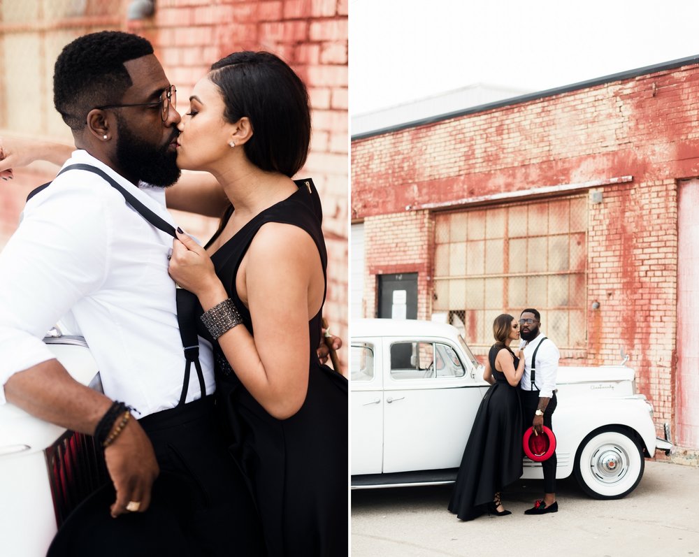 Pharris Photography- Engagement Session- Texa Photography- Dallas Engagement- Kerri and Bravion- NYLO Hotel- Vintage Car