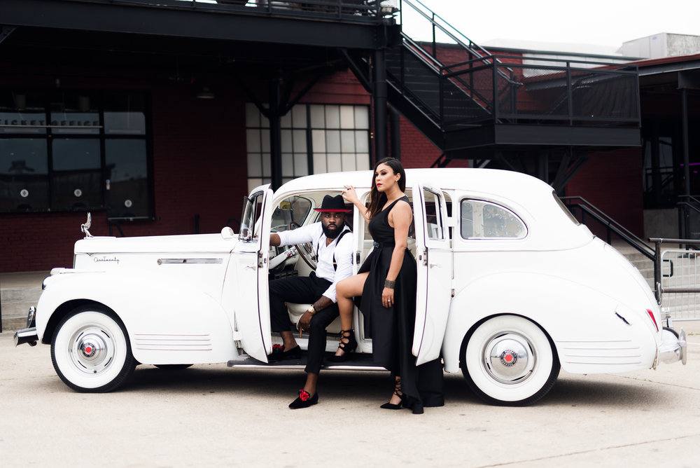 Pharris Photography- Engagement Session- Texa Photography- Dallas Engagement- Kerri and Bravion- NYLO Hotel- Vintage Car