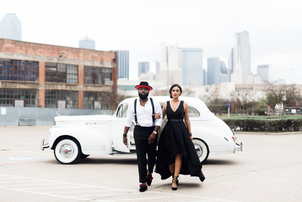 Pharris Photography- Engagement Session- Texa Photography- Dallas Engagement- Kerri and Bravion- NYLO Hotel- Vintage Car