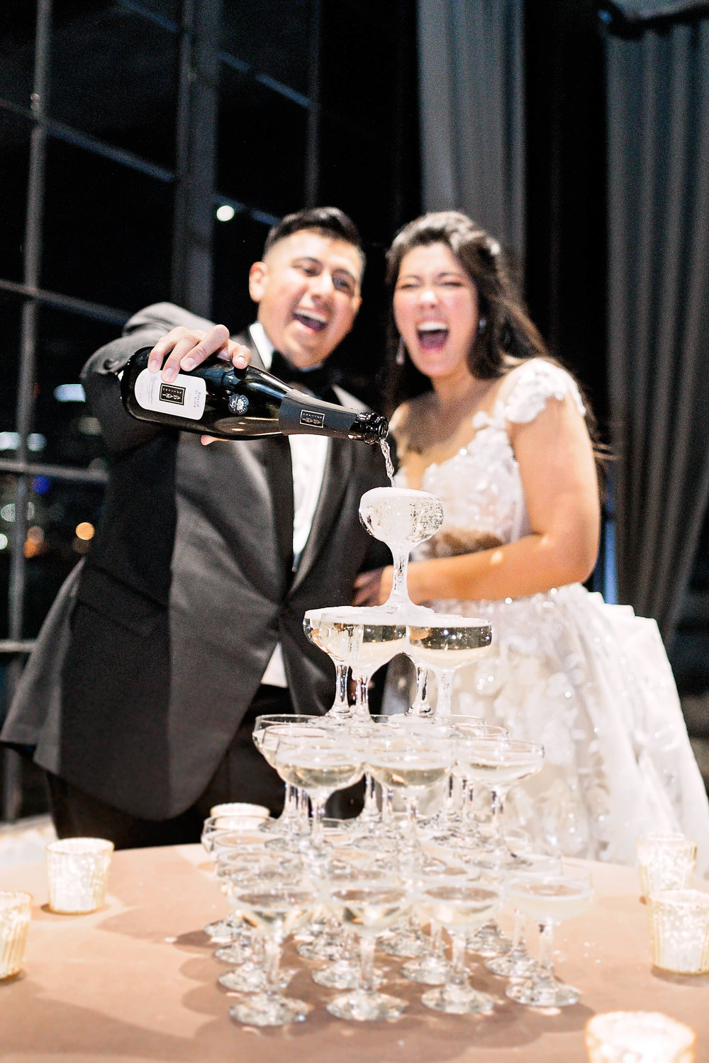 Houston Wedding- Pharris Photography- Reception- Kaimyn + Ezra- Champagne Pour