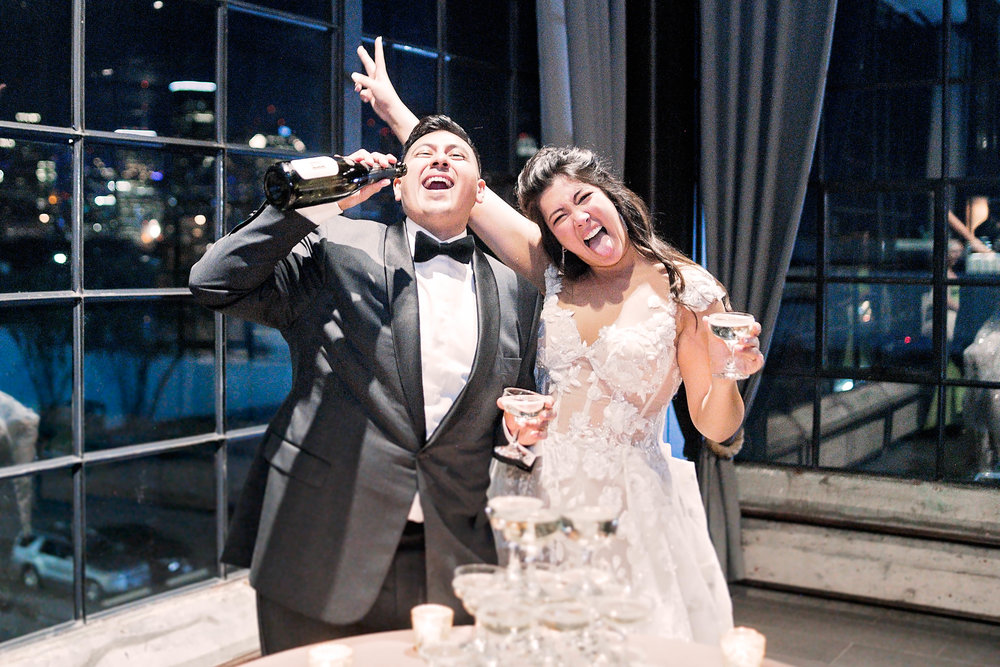 Houston Wedding- Pharris Photography- Reception- Kaimyn + Ezra- Champagne Pour