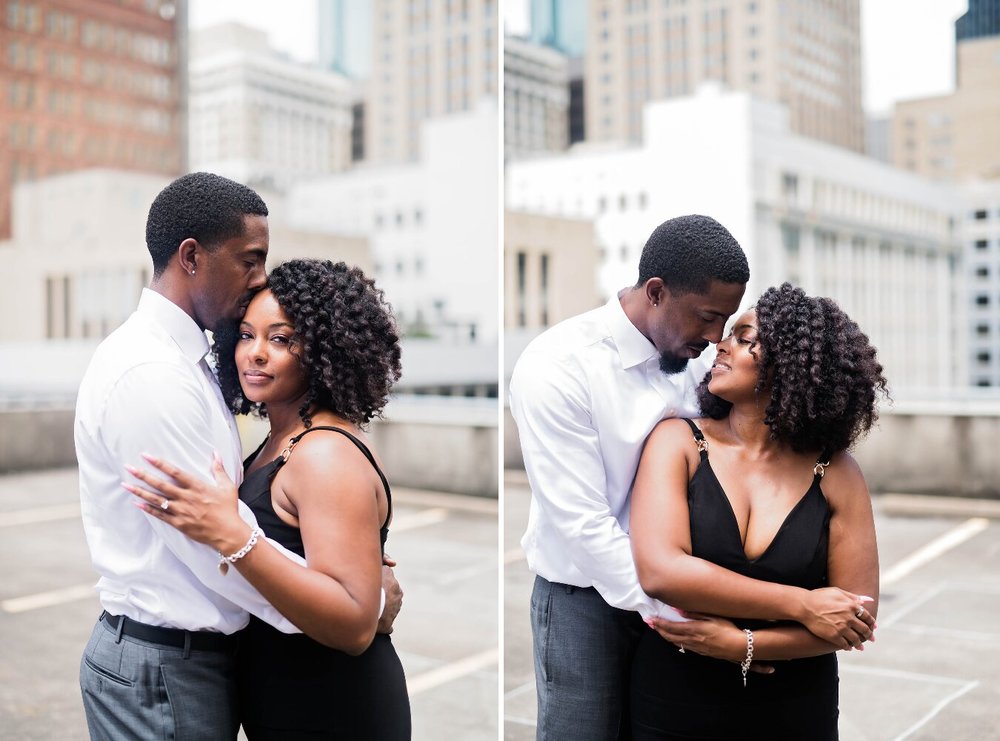 Houston Engagement- Pharris Photography- Engagement Session- Houston Rooftop- Carnisha + Ben