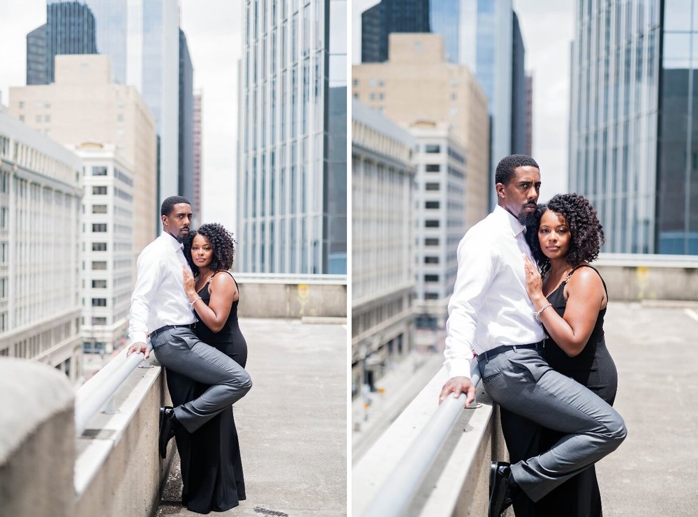 Houston Engagement- Pharris Photography- Engagement Session- Houston Rooftop- Carnisha + Ben