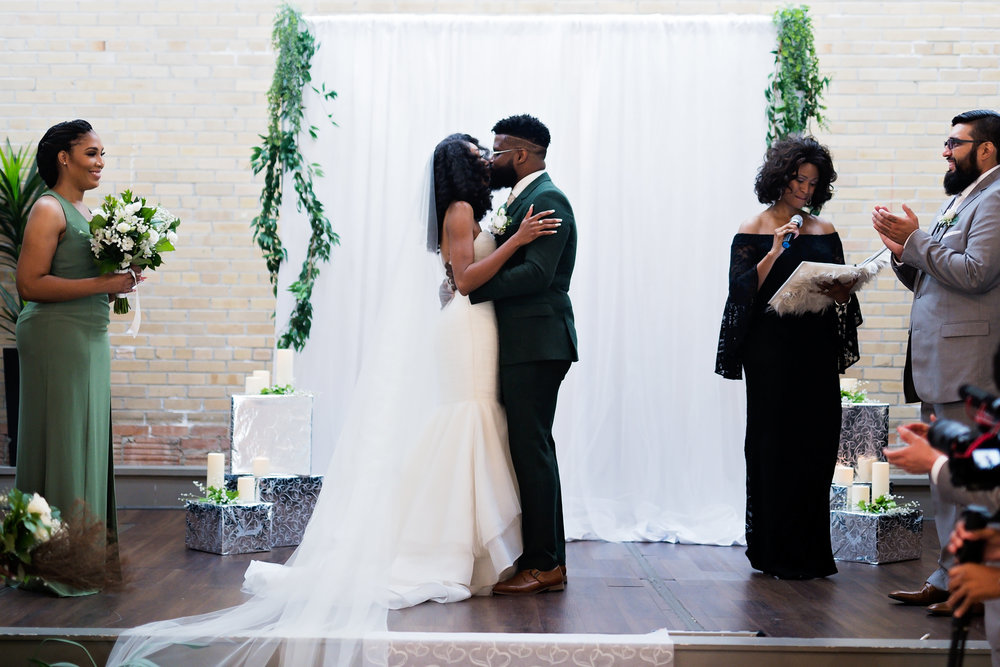 Houston Wedding- Pharris Photography- Ceremony- Lorece + Jeremy- First Kiss