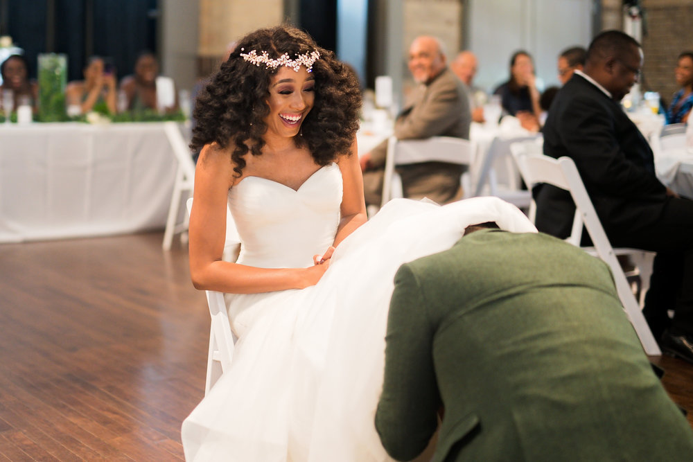 Houston Wedding- Pharris Photography- Reception- Lorece + Jeremy- Garter Toss