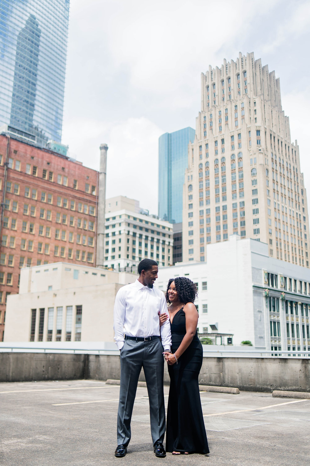 Houston Engagement- Pharris Photography- Engagement Session- Houston Rooftop- Carnisha + Ben