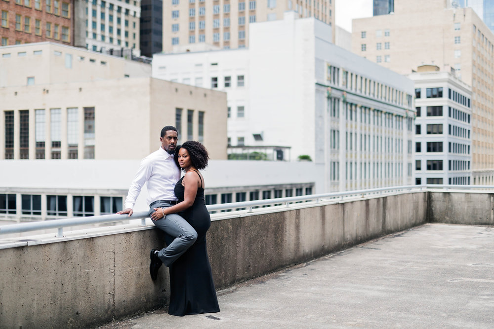 Houston Engagement- Pharris Photography- Engagement Session- Houston Rooftop- Carnisha + Ben