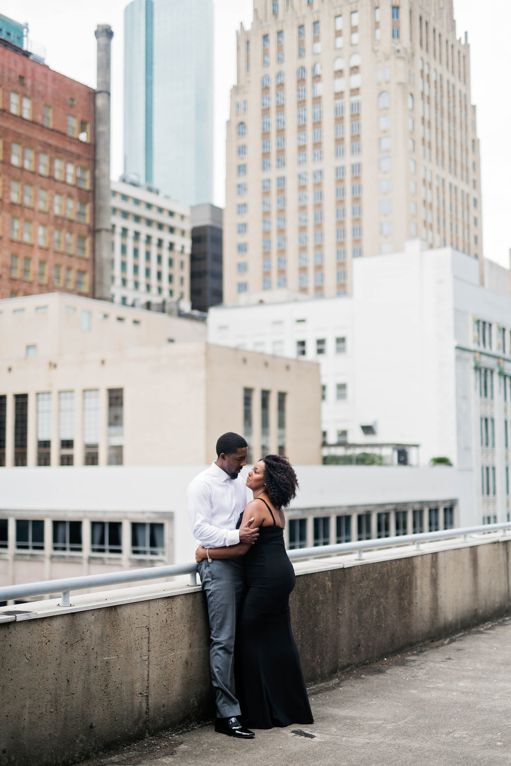 Houston Engagement- Pharris Photography- Engagement Session- Houston Rooftop- Carnisha + Ben