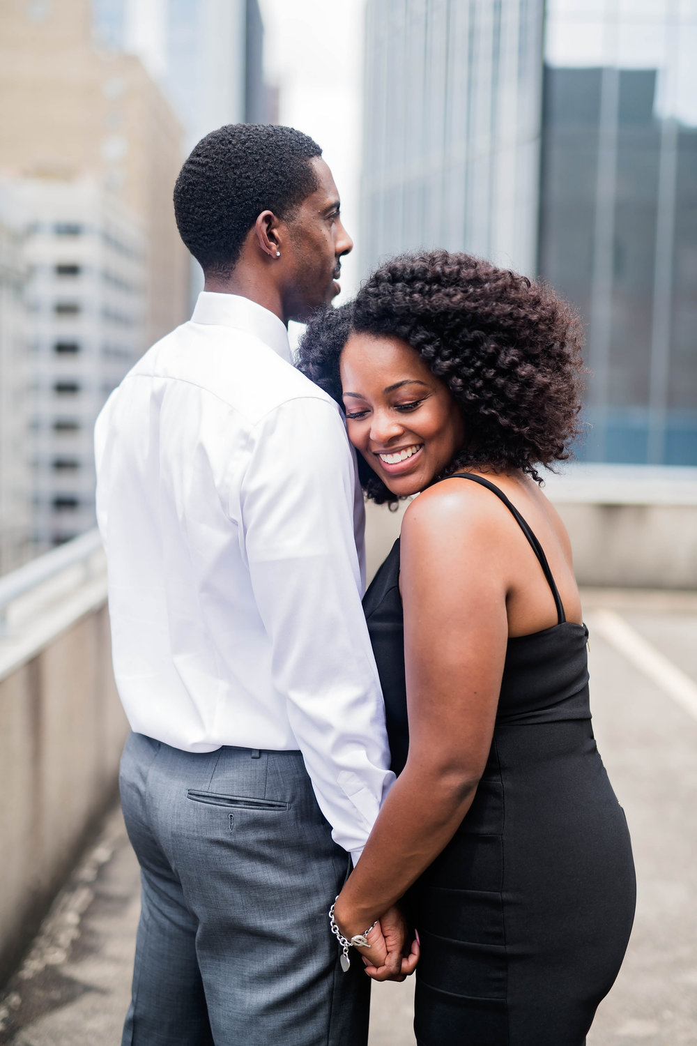 Houston Engagement- Pharris Photography- Engagement Session- Houston Rooftop- Carnisha + Ben