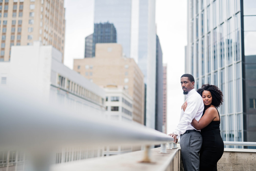 Houston Engagement- Pharris Photography- Engagement Session- Houston Rooftop- Carnisha + Ben