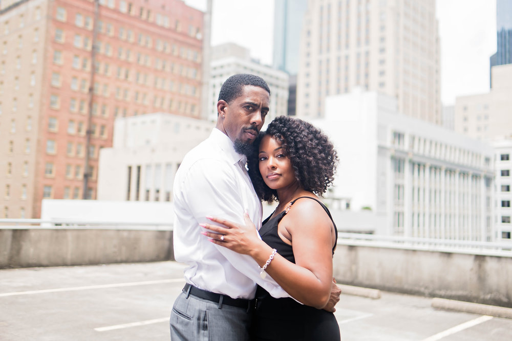 Houston Engagement- Pharris Photography- Engagement Session- Houston Rooftop- Carnisha + Ben