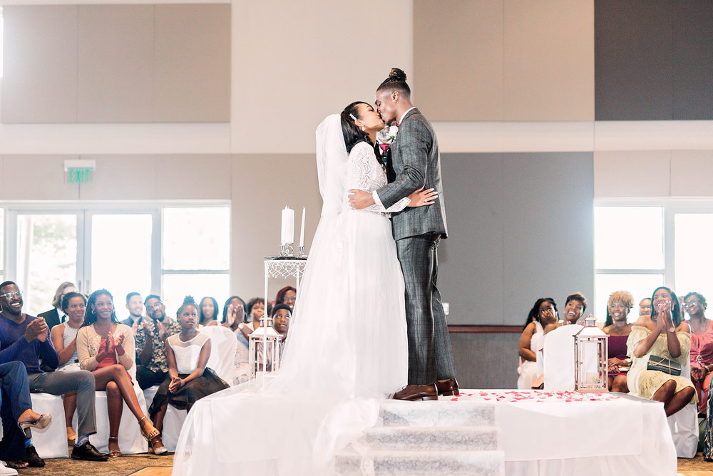 Dallas Wedding- Pharris Photography- Ceremony- Kaimyn + Ezra- First Kiss