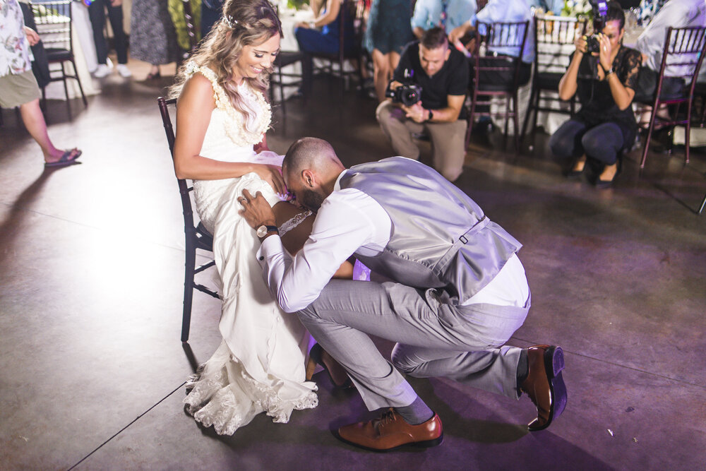 Dallas Wedding- Pharris Photography- Chapel at Ana Villa- Reception- Courtney + Eddie- Garter Toss