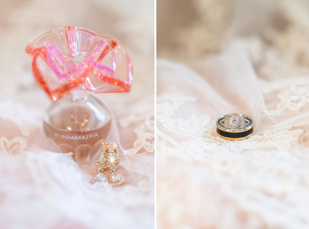 Dallas Wedding- Knotting Hill Place- Pharris Photography- Details- Alfred + Breanna- Perfume- Jewelry- Earrings- Wedding Rings