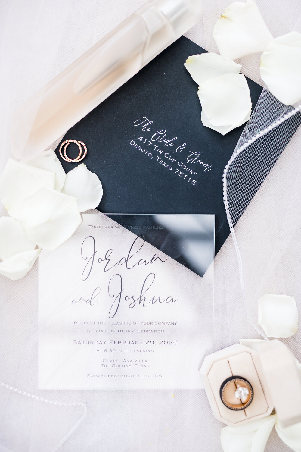 The Colony, TX Wedding- Chapel Ana Villa- Pharris Photography- Details- Jordan + Joshua- Wedding Invitations