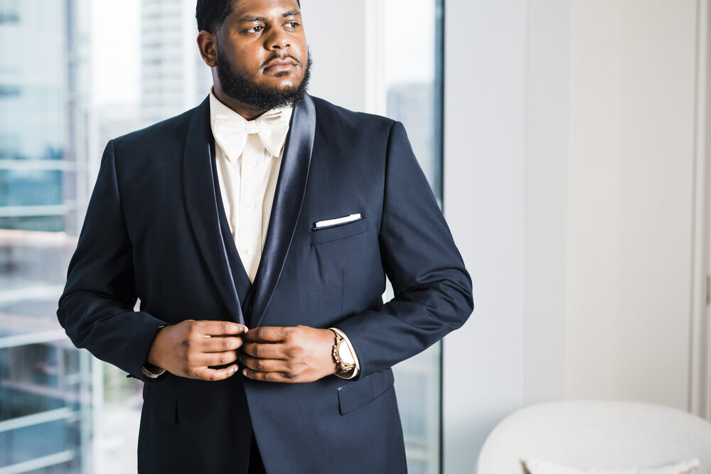 Dallas,TX Wedding- Hall Arts Hotel- Pharris Photography- Getting Ready- Chloe + Demetrius- Groom