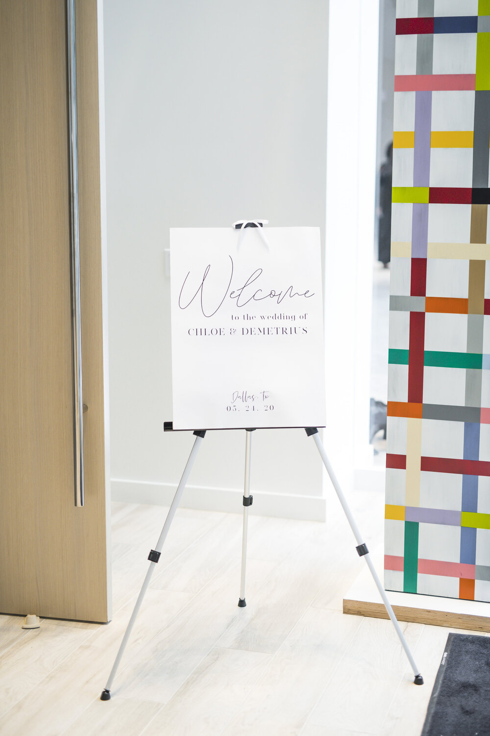 Dallas,TX Wedding- Hall Arts Hotel- Pharris Photography- Details- Chloe + Demetrius- Welcome Sign