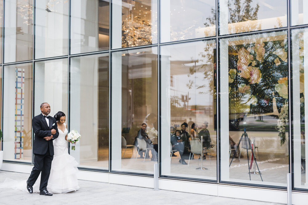 Dallas,TX Wedding- Hall Arts Hotel- Pharris Photography- Ceremony- Chloe + Demetrius- Father and Bride