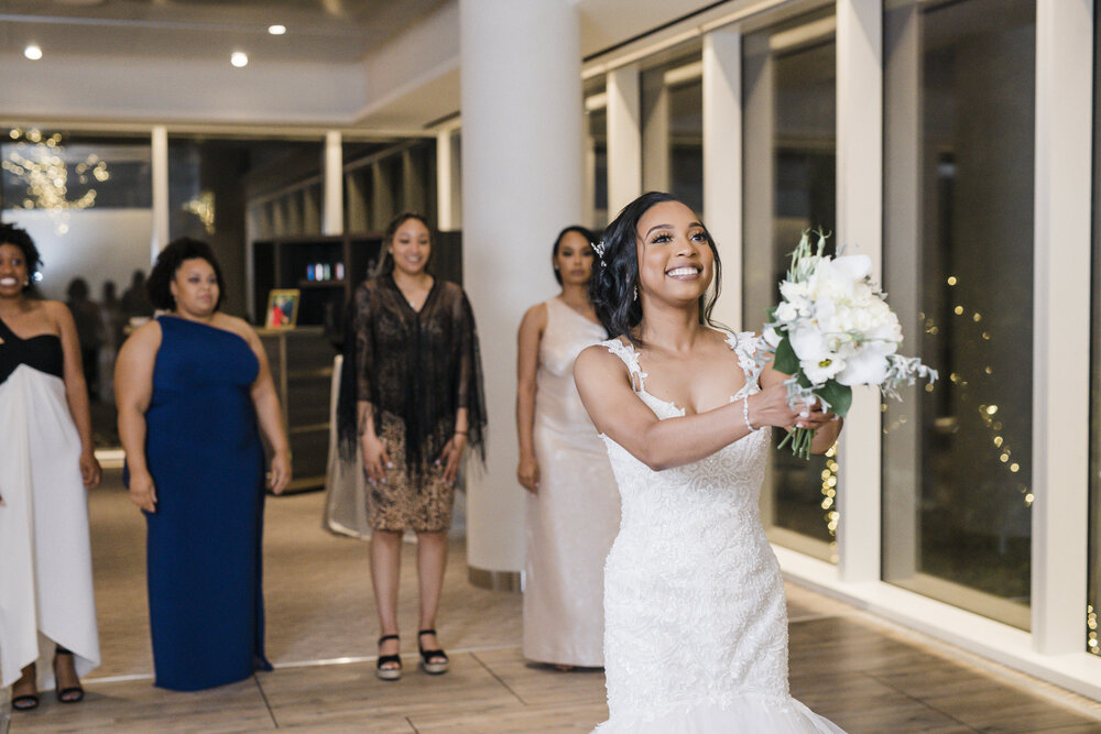 Dallas,TX Wedding- Hall Arts Hotel- Pharris Photography- Reception- Chloe + Demetrius-Bouquet Toss