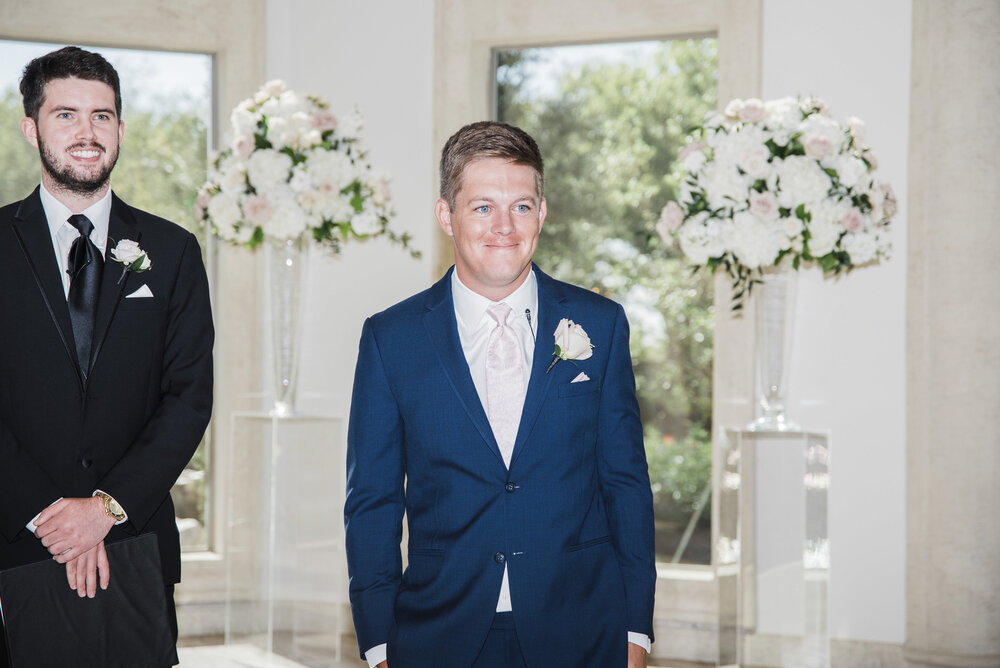 Little Elm, Texas Wedding- Knotting Hill Place - Pharris Photography- Ceremony- The Alter - Groom