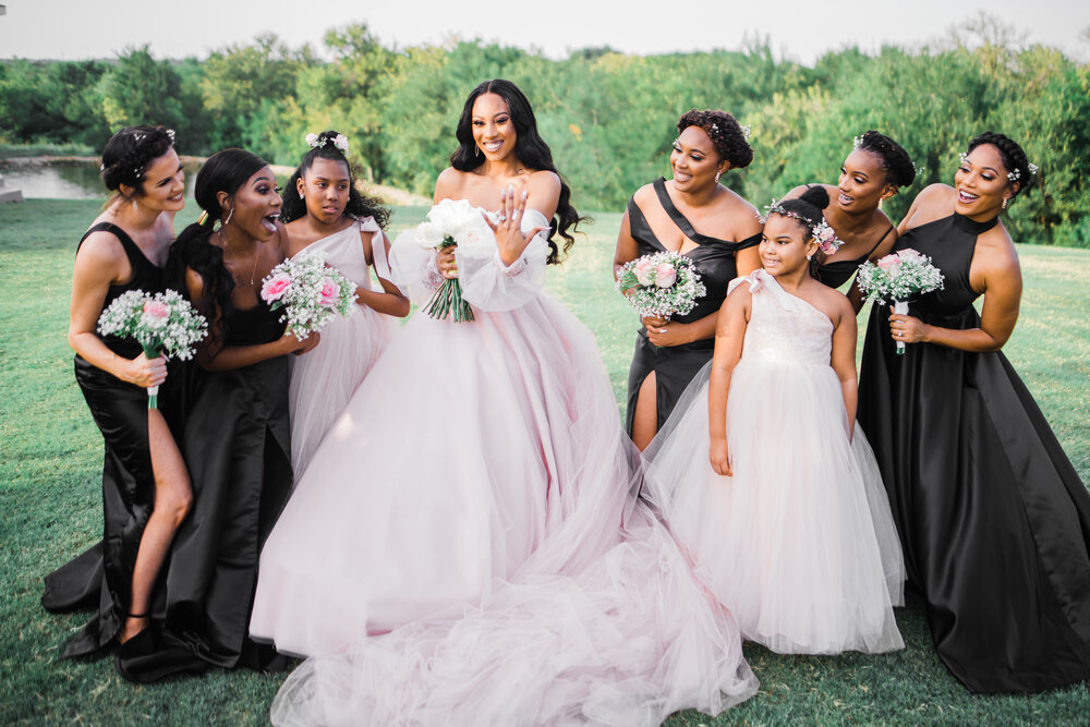 Denton Texas Wedding- The Milestone- Pharris Photography- Reception- Raven + Darnell- Bridal party