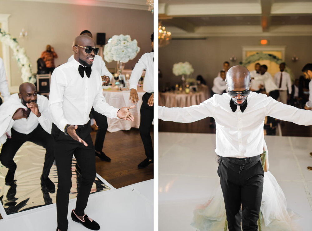 Denton Texas Wedding- The Milestone- Pharris Photography- Reception- Raven + Darnell- Groom- Dancing- Dance Floor 