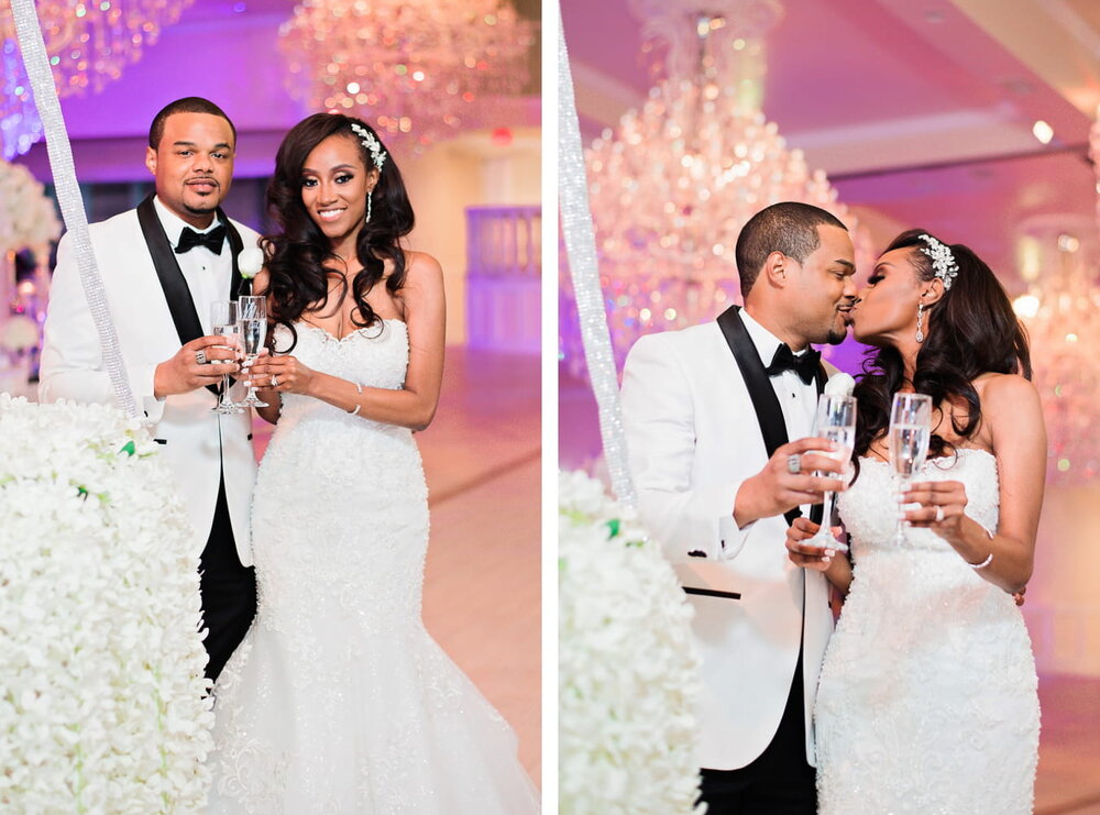 Dallas Texas Wedding- Sans Souci Ballroom - Pharris Photography- Reception- Crystal + Tristan - Bride + Groom