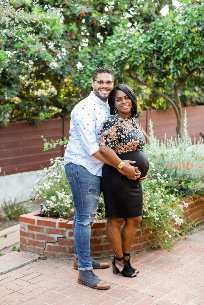 Maternity session expecting couple second child baby shower Los Angelos California Home