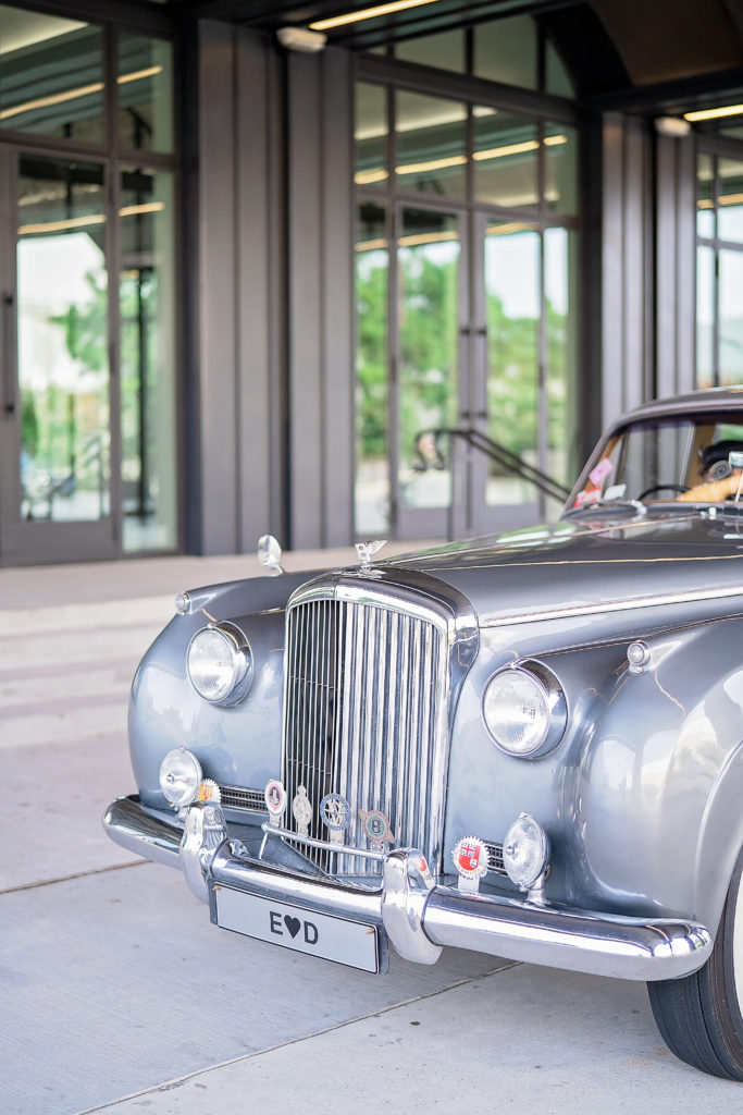 Retro Hollywood Glamor Engagement Session at The Revarie Houston with 1959 Bentley Silver