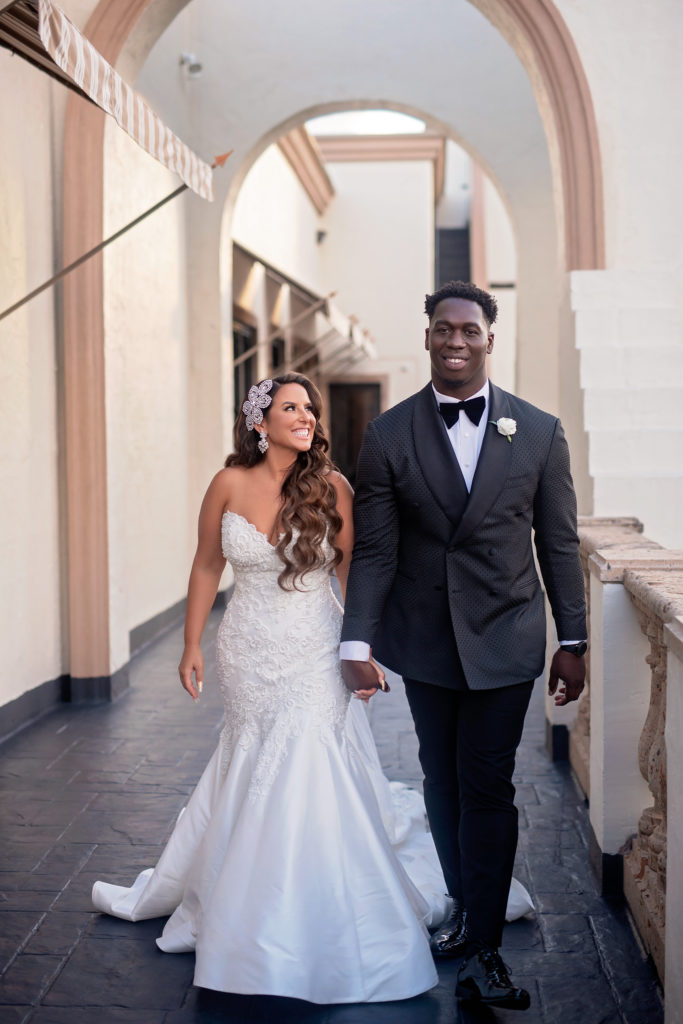 Interracial Couple Bride and groom glamour the bell tower on 34th houston texas wedding